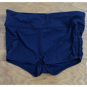 Athleta Women’s Navy Athletic Shorts Ruched Sides Built-In Liner Size Small